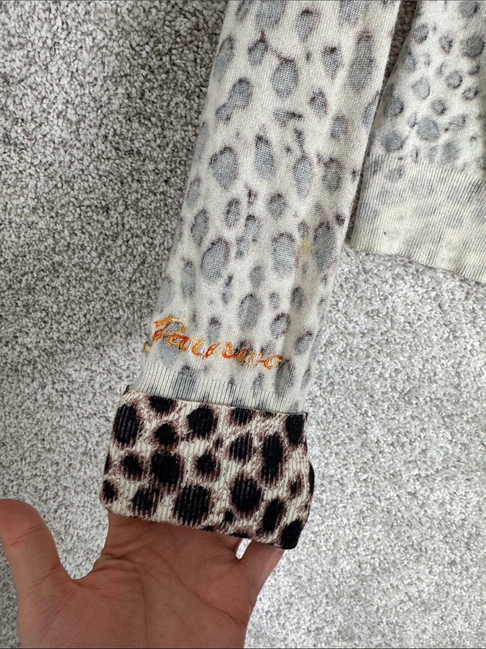Parasuco Retro animal print Cropped Long Sleeve Cardigan Sweater Small - Picture 2 of 10